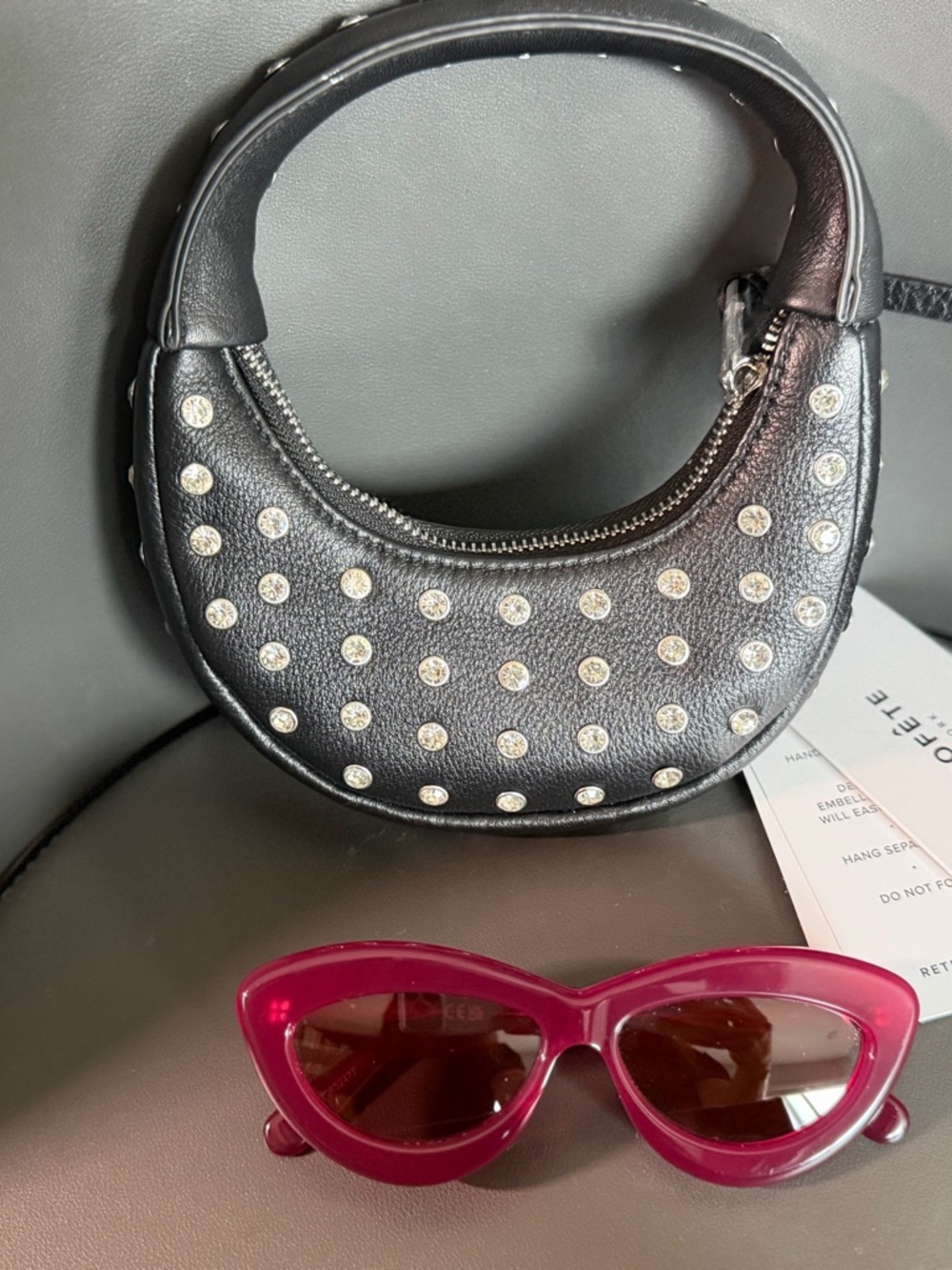 Black Studded nightout mini Bag - Picture 2 of 3